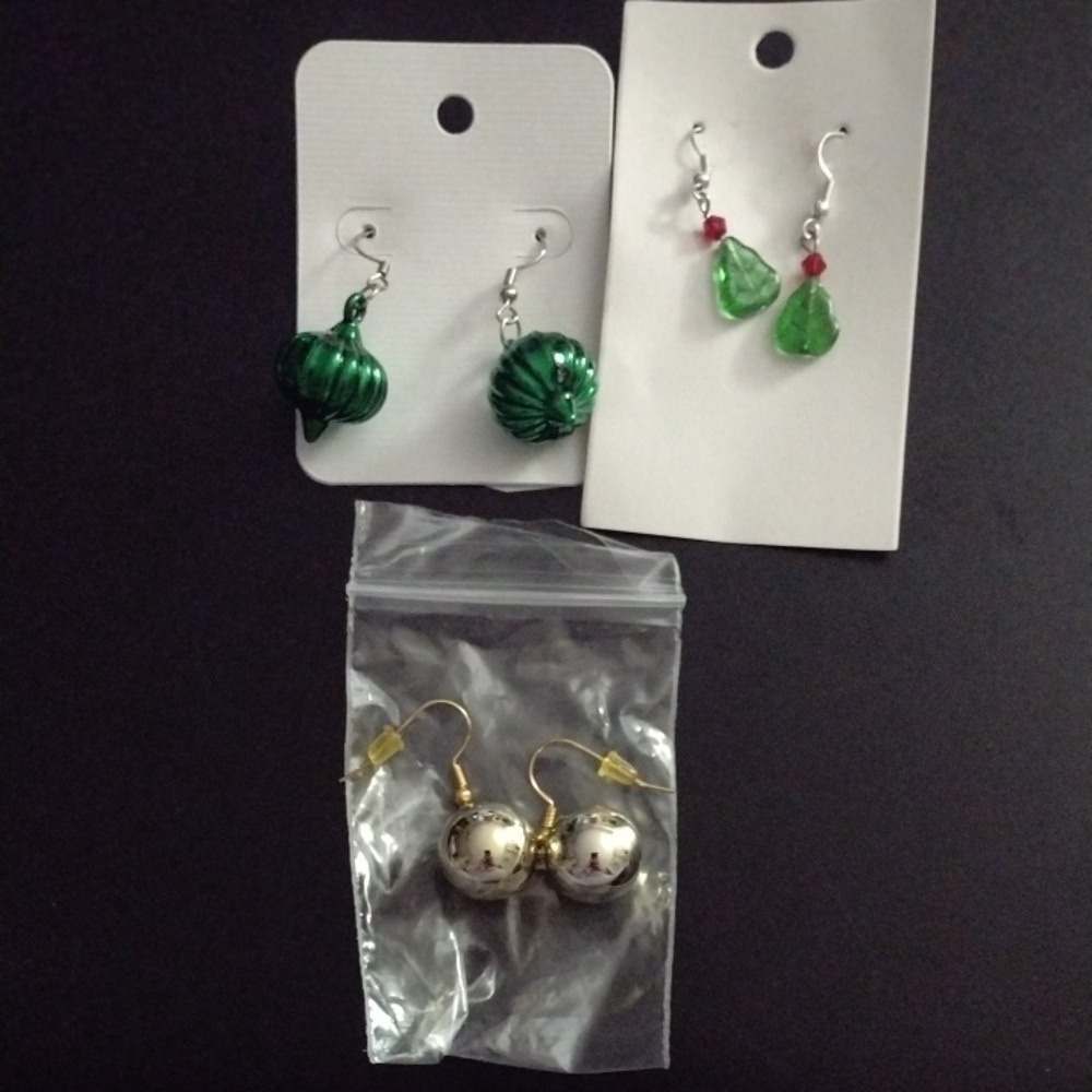 3 Pairs of New Christmas Pierced Earrings